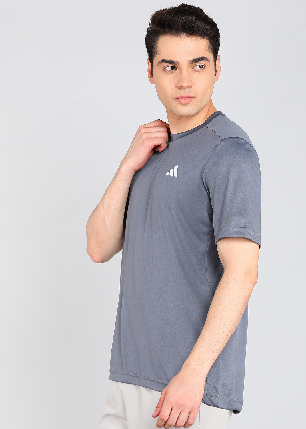Image of ADIDAS Printed Men Crew Neck Black T-Shirt