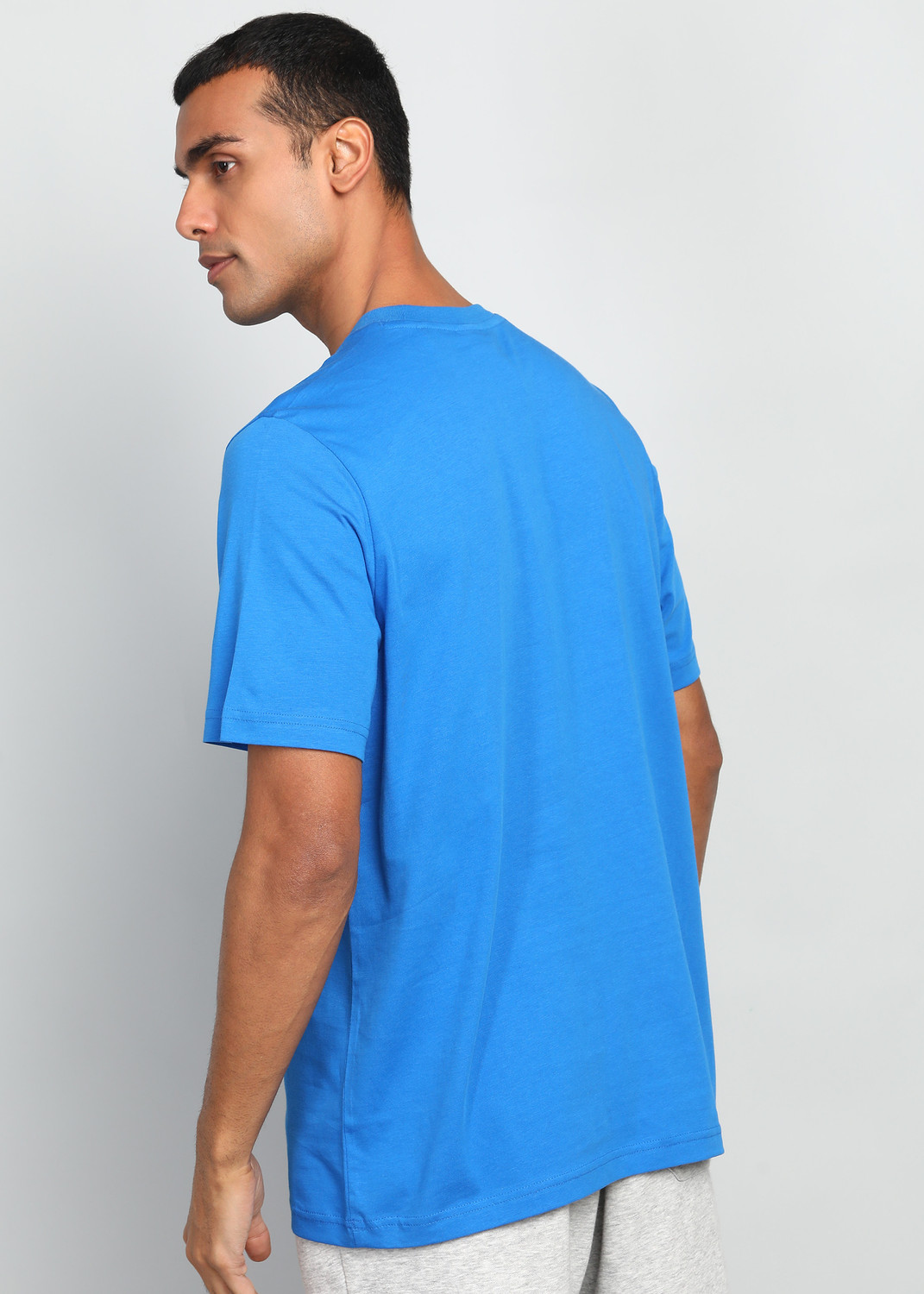 Image of ADIDAS Printed Men Round Neck Blue T-Shirt