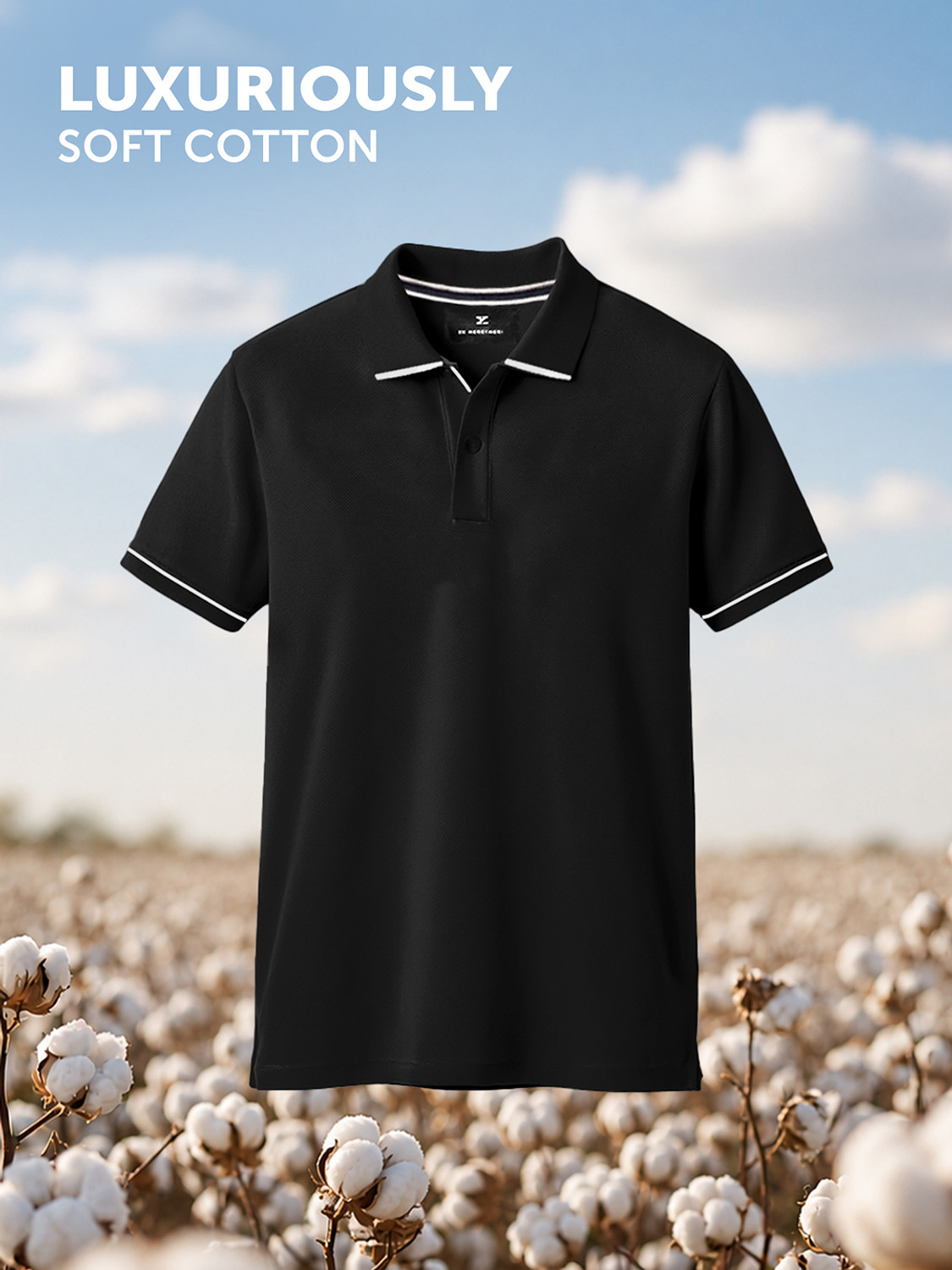 Image of XYXX Solid Men Polo Neck Black T-Shirt