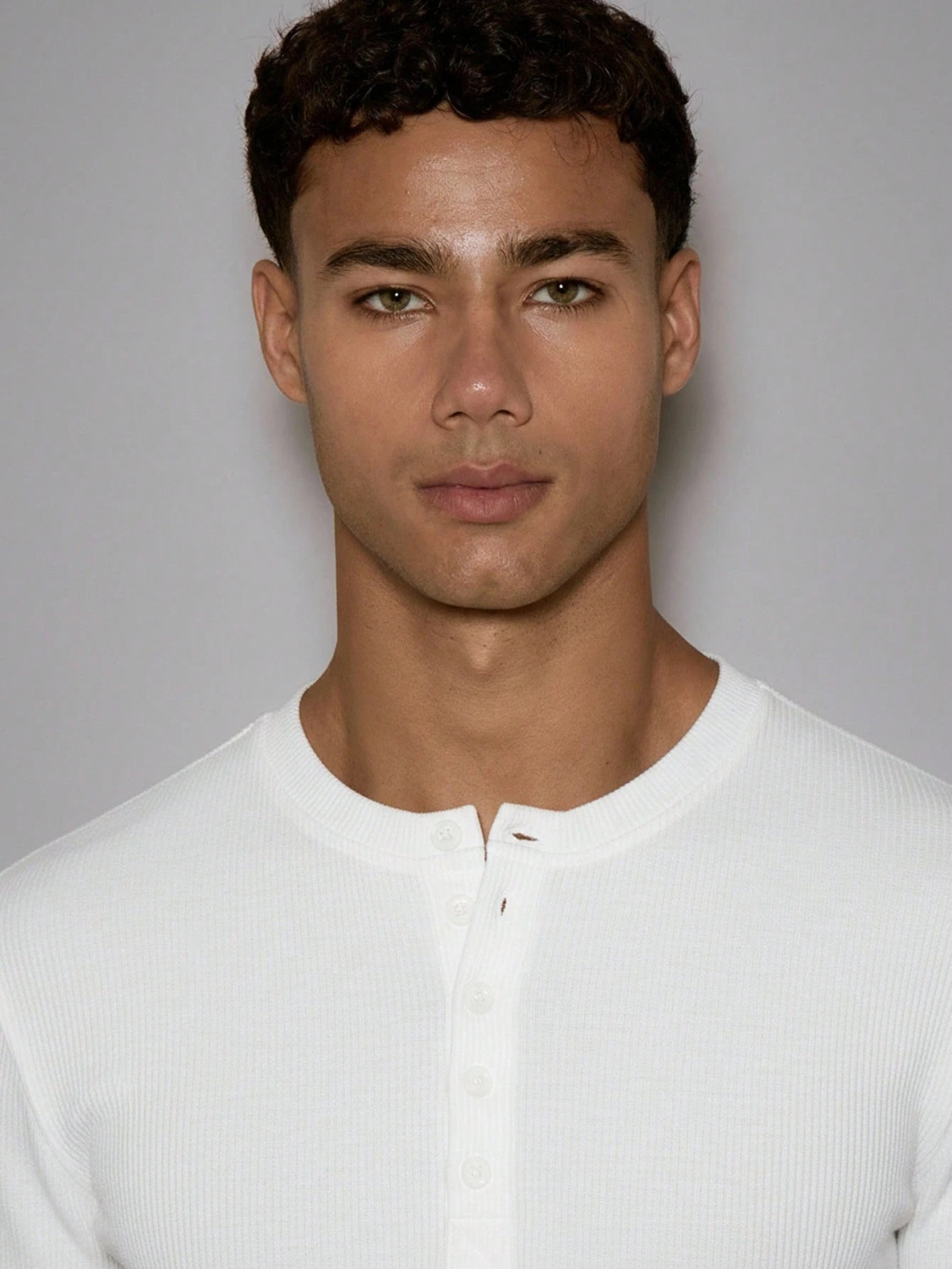 Image of The Modern Soul Solid Men Henley Neck White T-Shirt