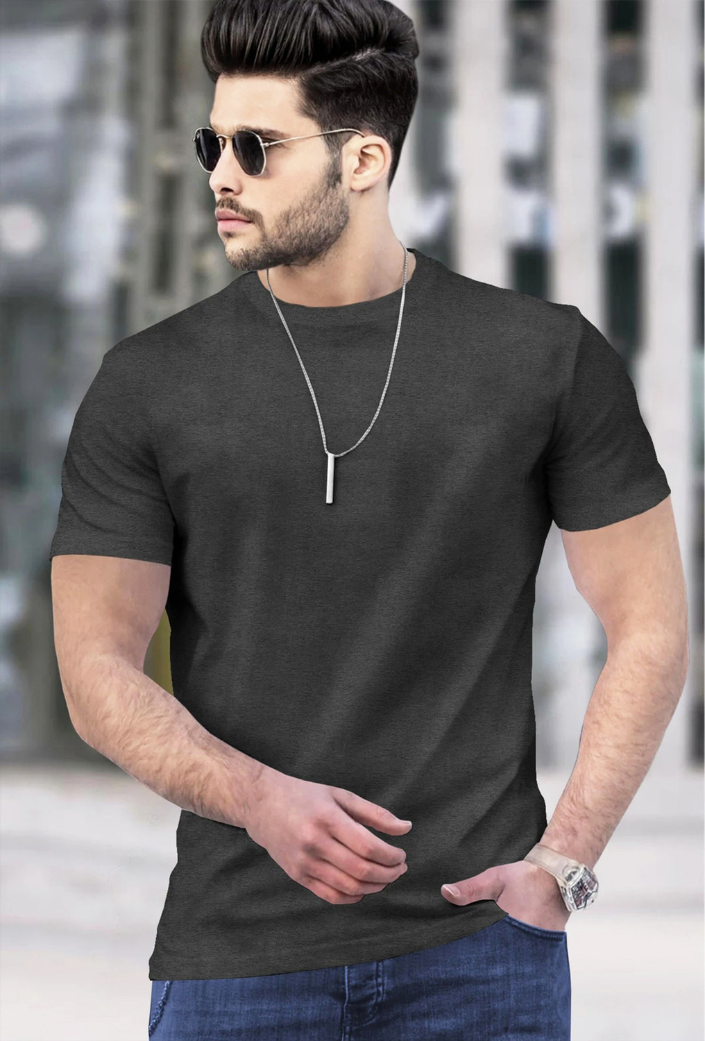 Image of TRIPR Solid Men Multicolor T-Shirt