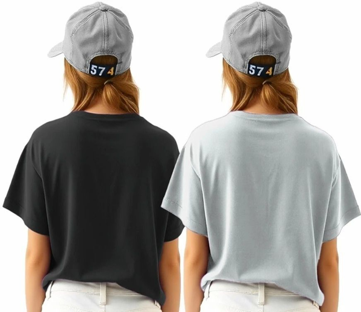 Image of INFIRAX Printed Women Round Neck Grey, Black T-Shirt