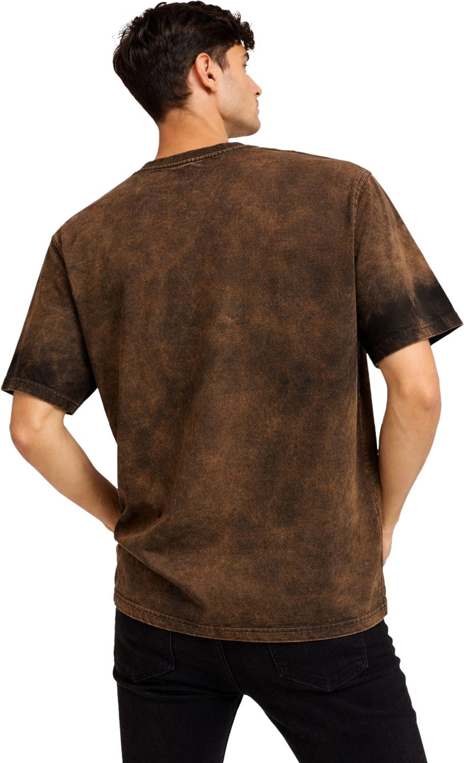 Image of Urban Drake Washed, Tie & Dye Men Round Neck Brown T-Shirt