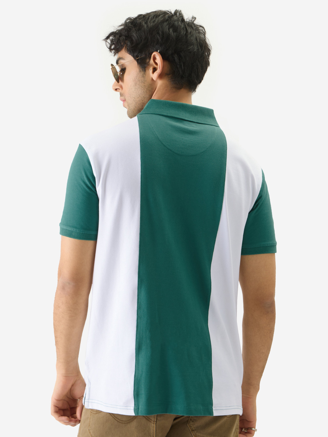 Image of The Souled Store Printed Men Polo Neck Green T-Shirt