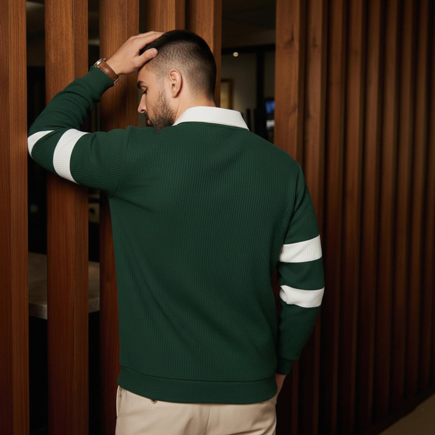METRONAUT Men Polo Neck Green T-Shirt - Image 2
