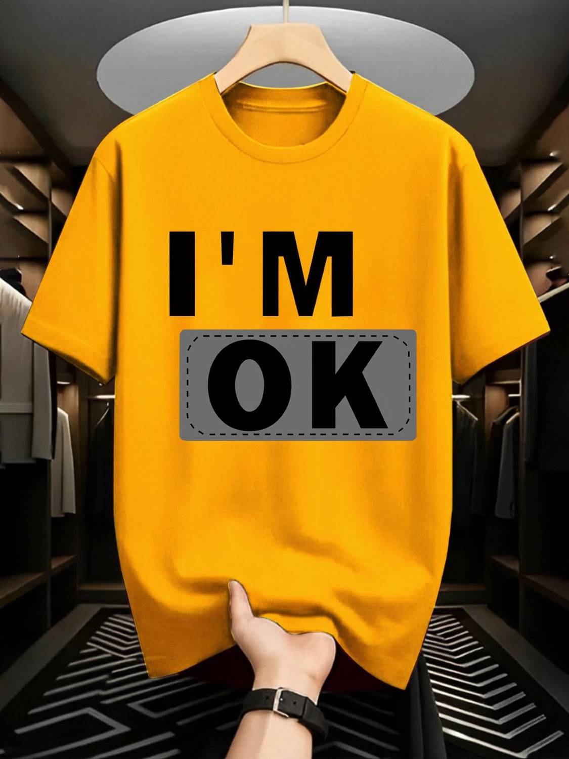ENITOR Typography Men Round Neck Yellow T-Shirt