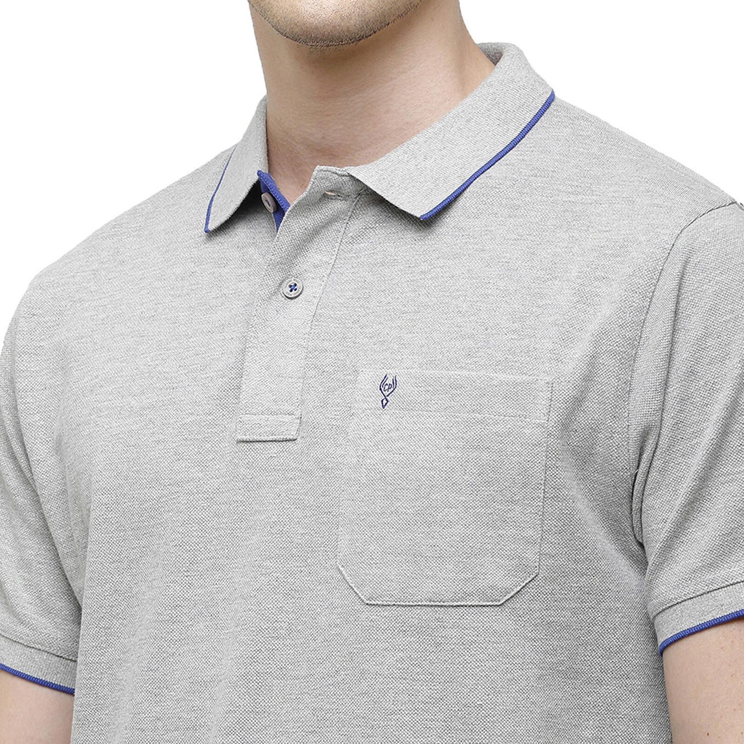 Image of Classic Polo Solid Men Polo Neck Grey T-Shirt