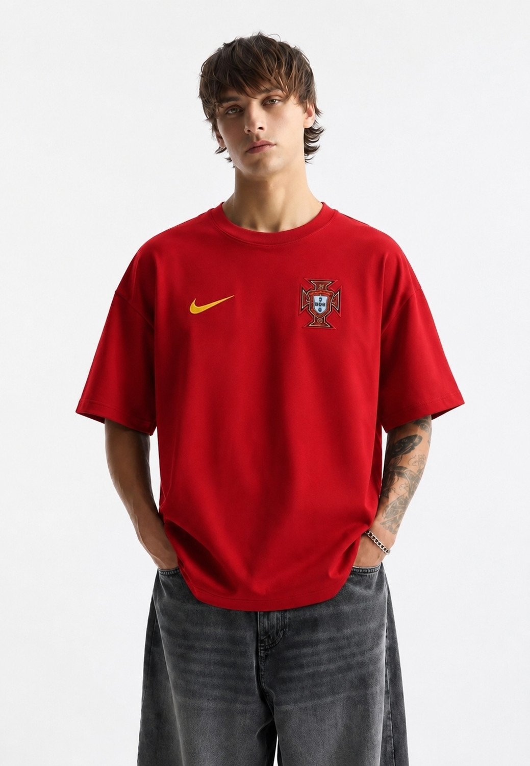 Image of tru Printed Men Round Neck Red T-Shirt