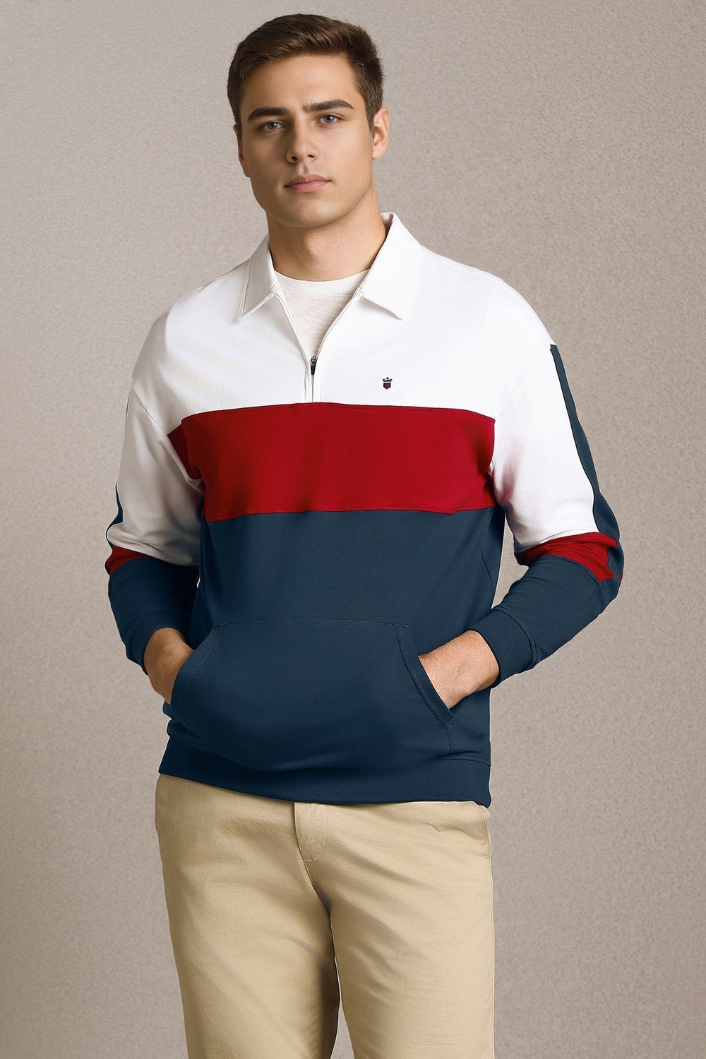 Image of LOUIS PHILIPPE Printed Men Polo Neck Multicolor T-Shirt