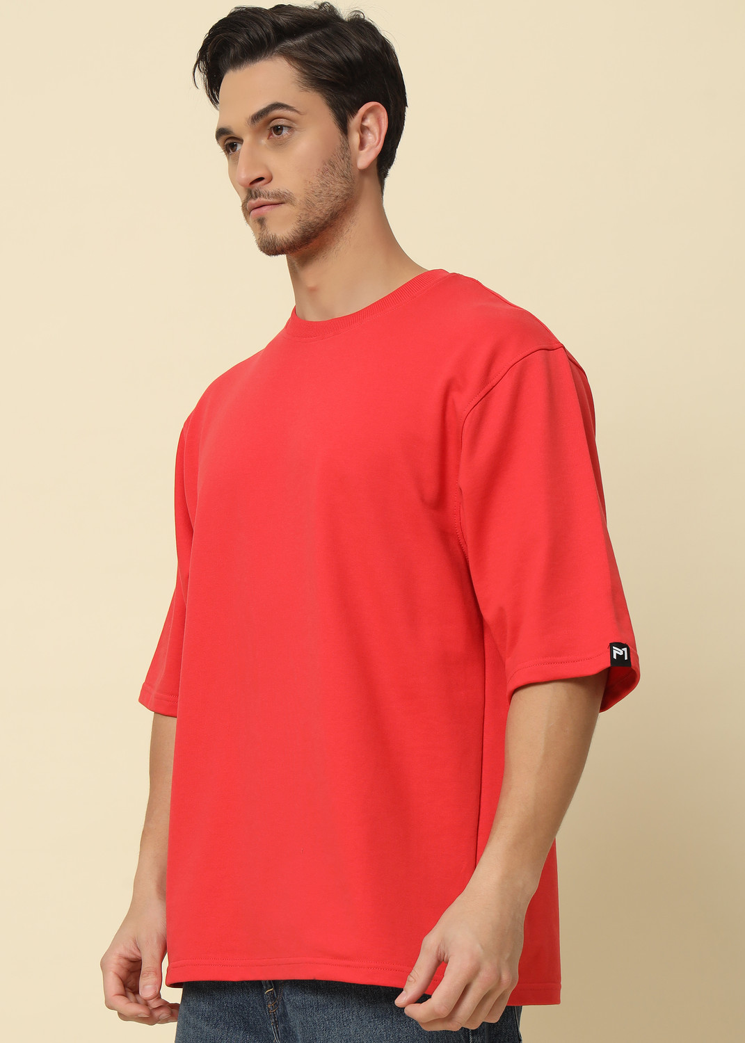 Image of PockMAN Solid Men Round Neck Red T-Shirt