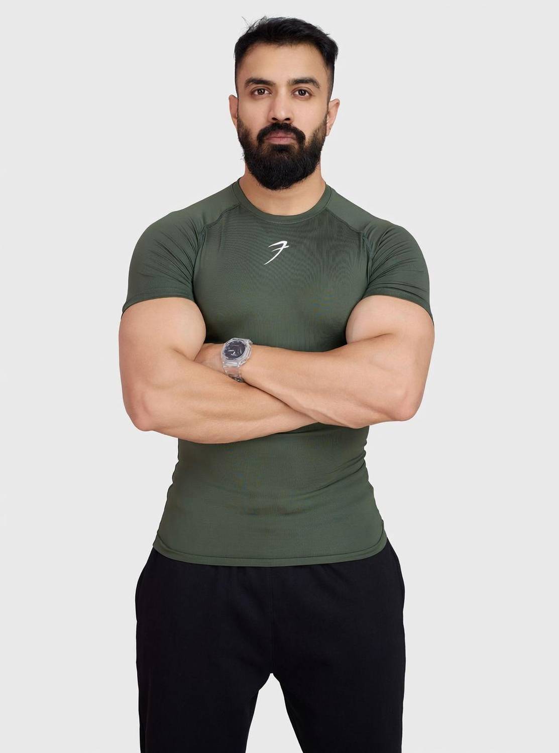 FuaarK Men Green Round Neck T-Shirt - Image 1