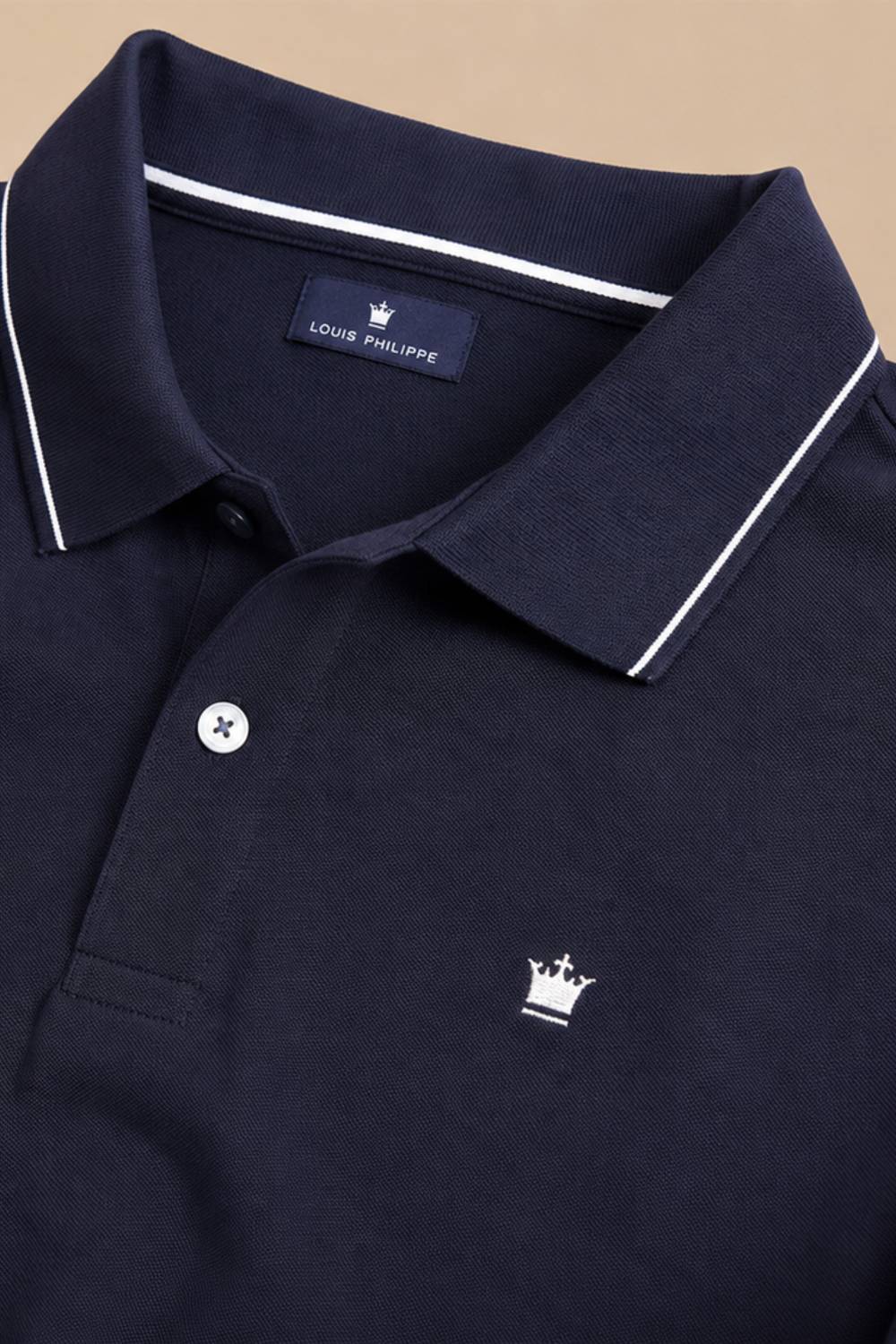 LOUIS PHILIPPE Golf Leisure Men Solid Polo Neck Pure Cotton Dark