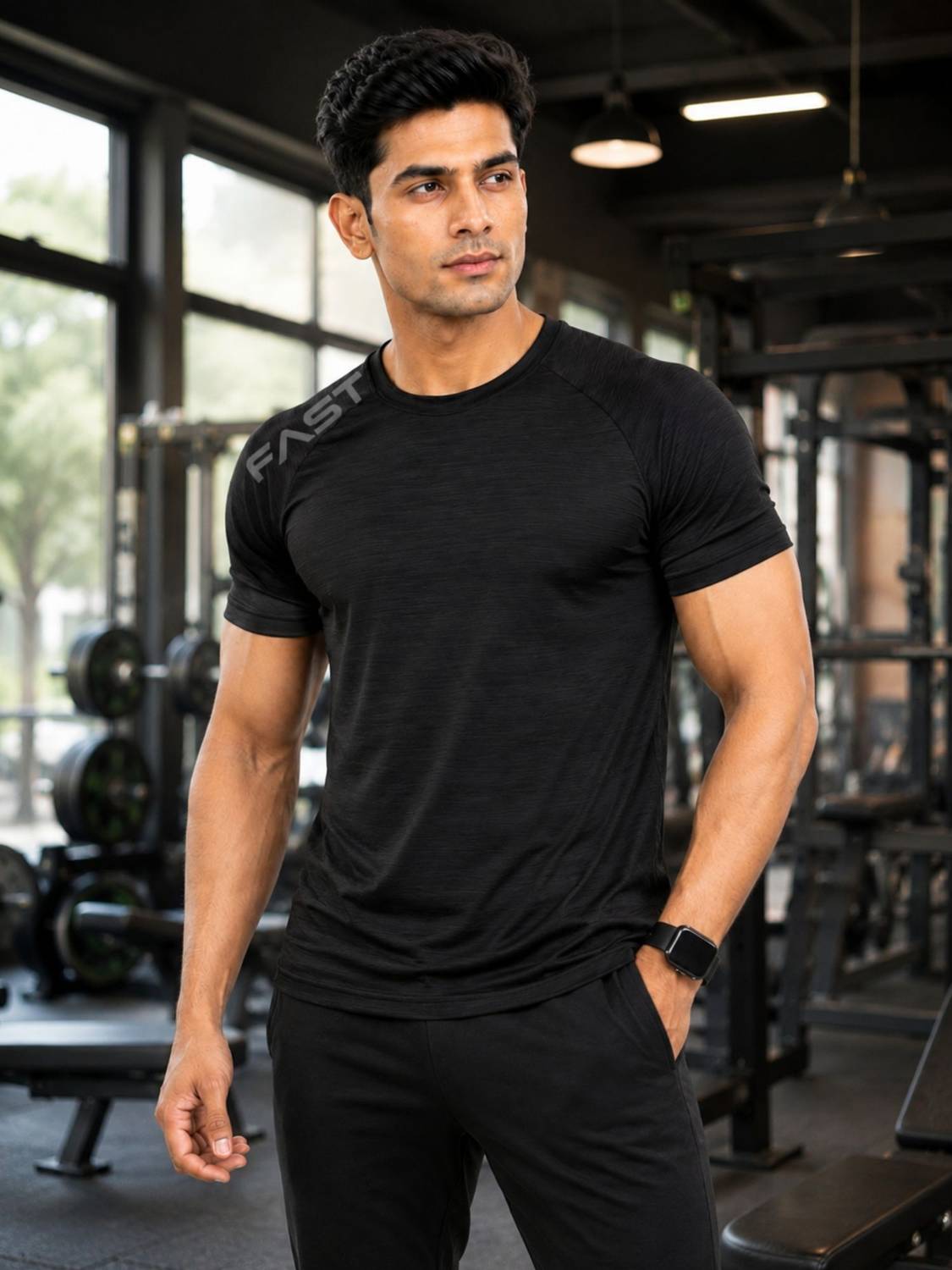 3colors Typography Men Round Neck Black T-Shirt - Image 5