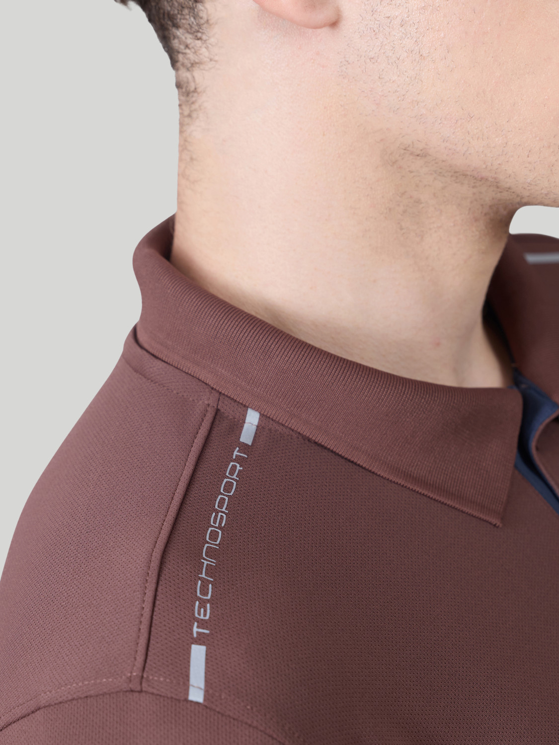 Image of TECHNOSPORT Solid Men Polo Neck Brown T-Shirt