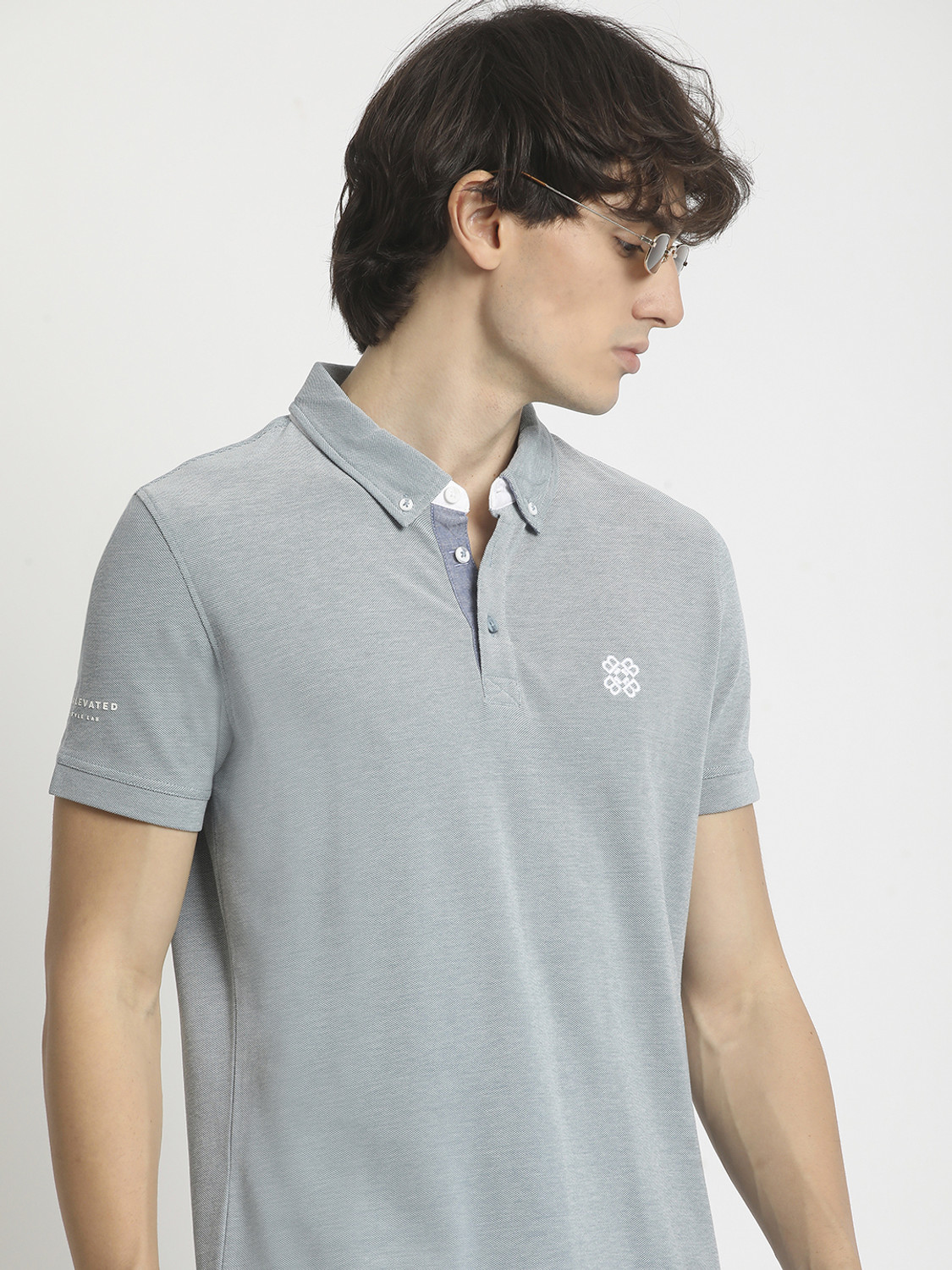 Image of THE BEAR HOUSE Solid Men Polo Neck Blue T-Shirt