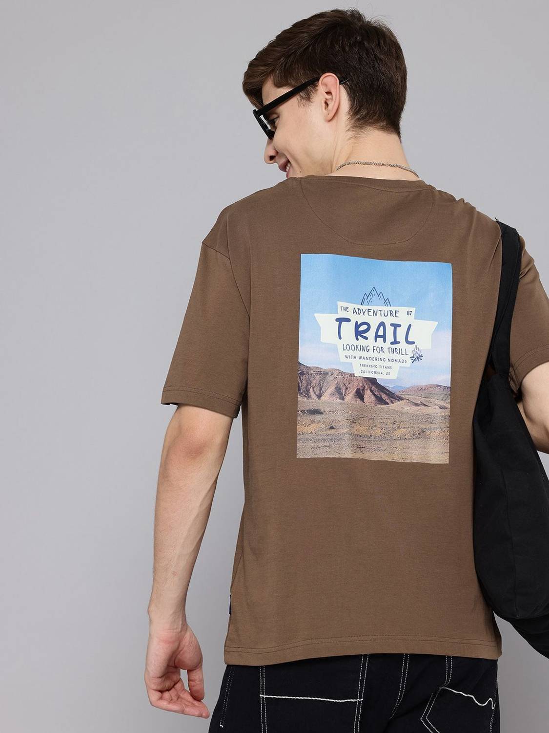 AEROPOSTALE Printed Men Round Neck Brown T-Shirt