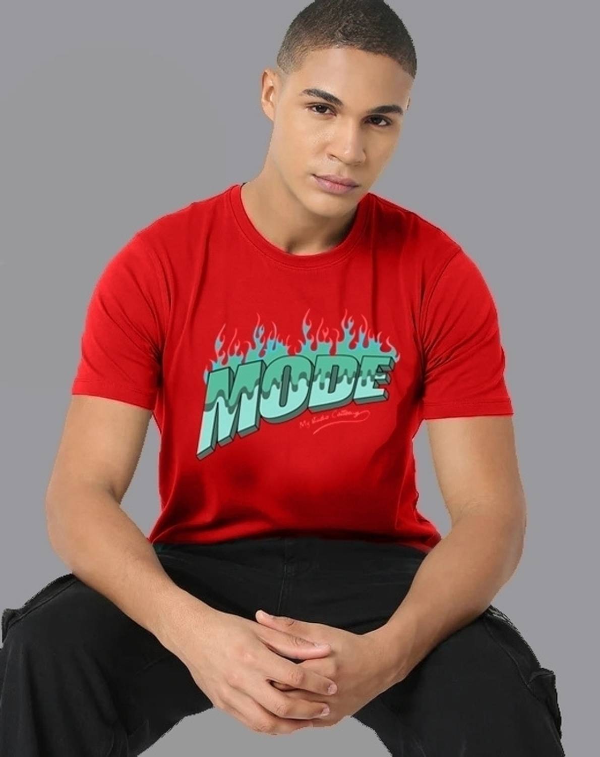 ALONE EAGLE Printed Men Round Neck Red T-Shirt