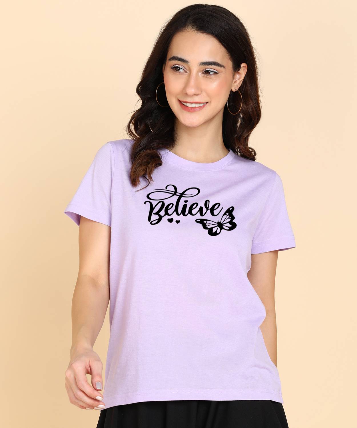 Adyavastram Printed Women Round Neck Purple T-Shirt