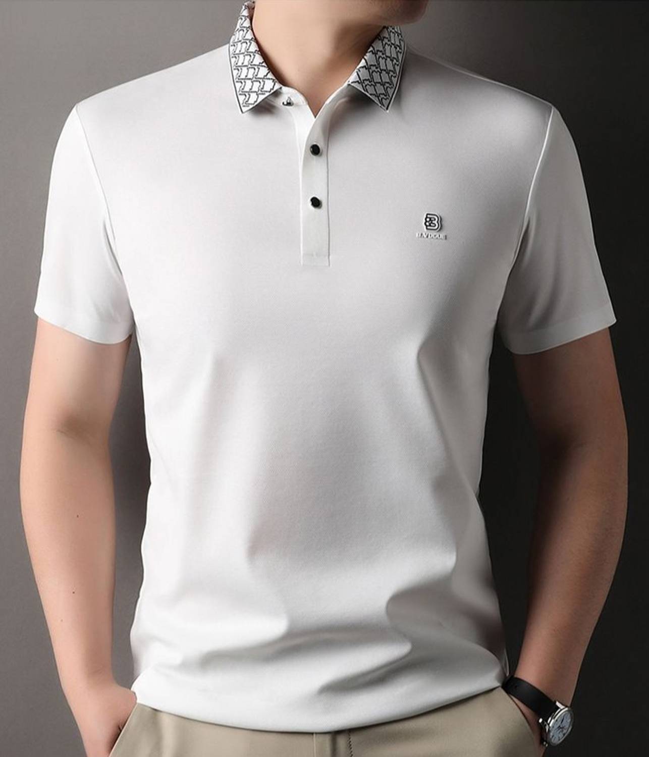 GLANZY Dark Green Polo Neck T-Shirt - Image 2