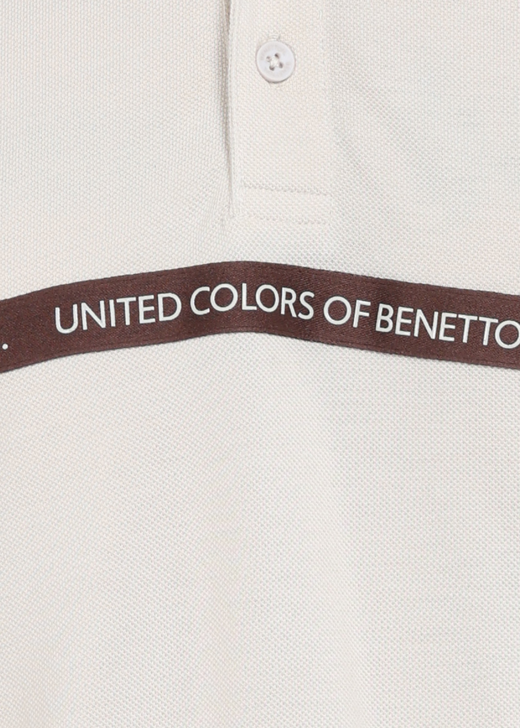 Image of United Colors of Benetton Printed Men Polo Neck Beige T-Shirt
