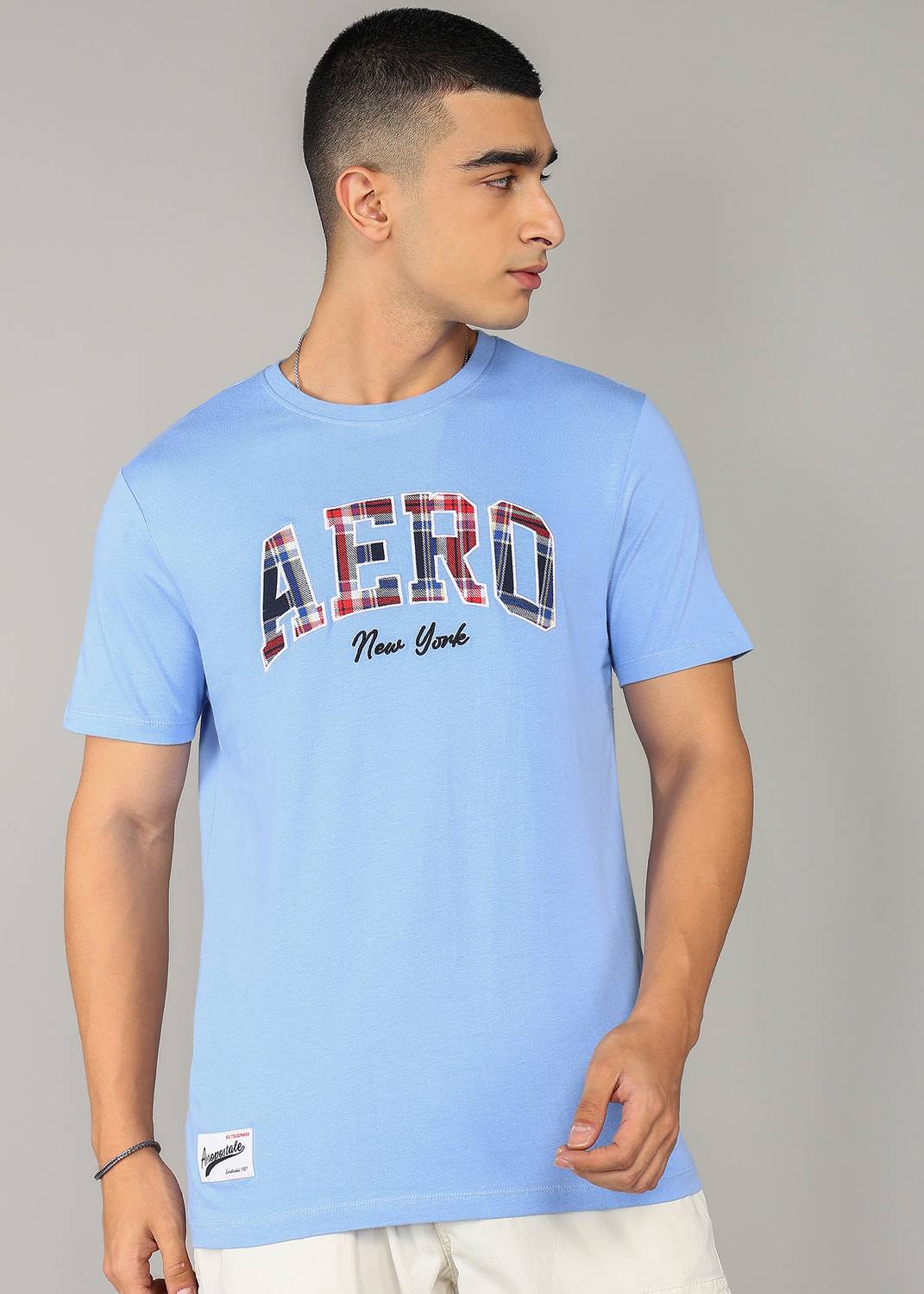 AEROPOSTALE Typography Men Round Neck Blue T-Shirt