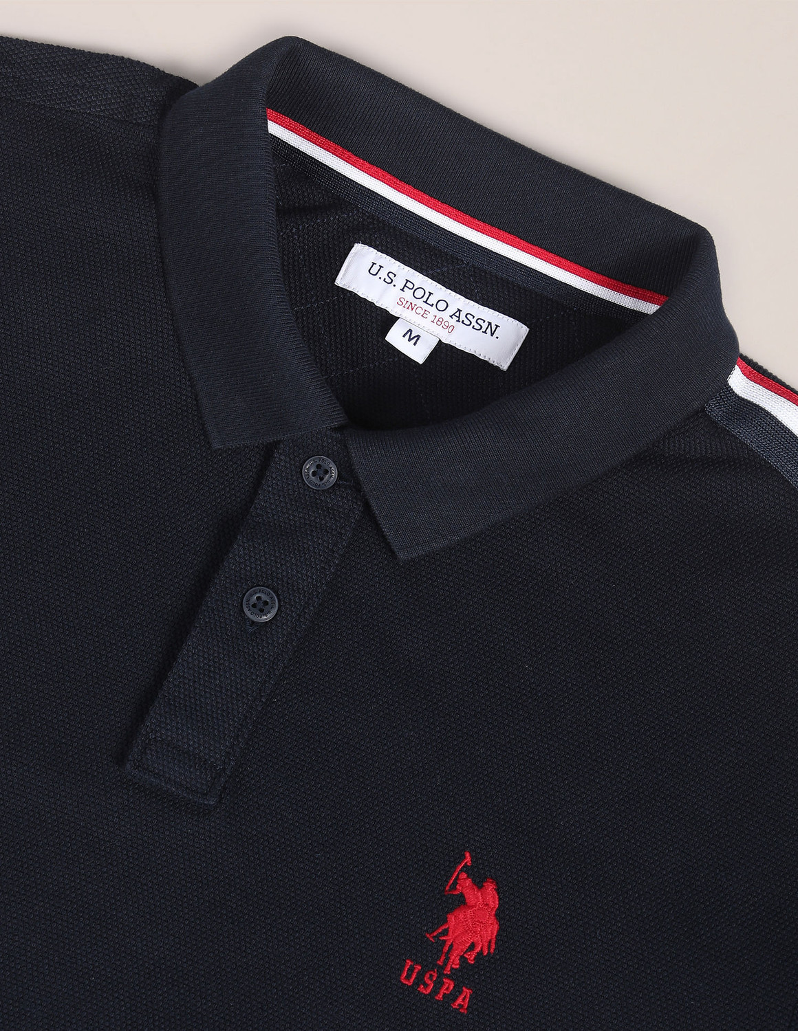 Image of U.S. POLO ASSN. Solid Men Polo Neck Blue T-Shirt