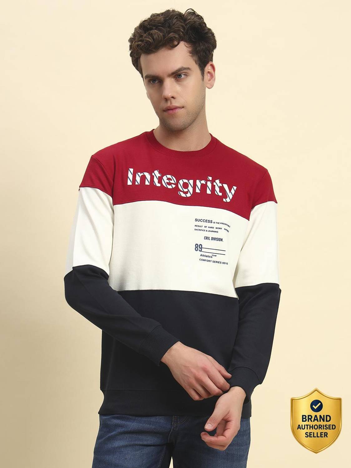 CANTABIL Men Dark Blue Round Neck T-Shirt - Image 1