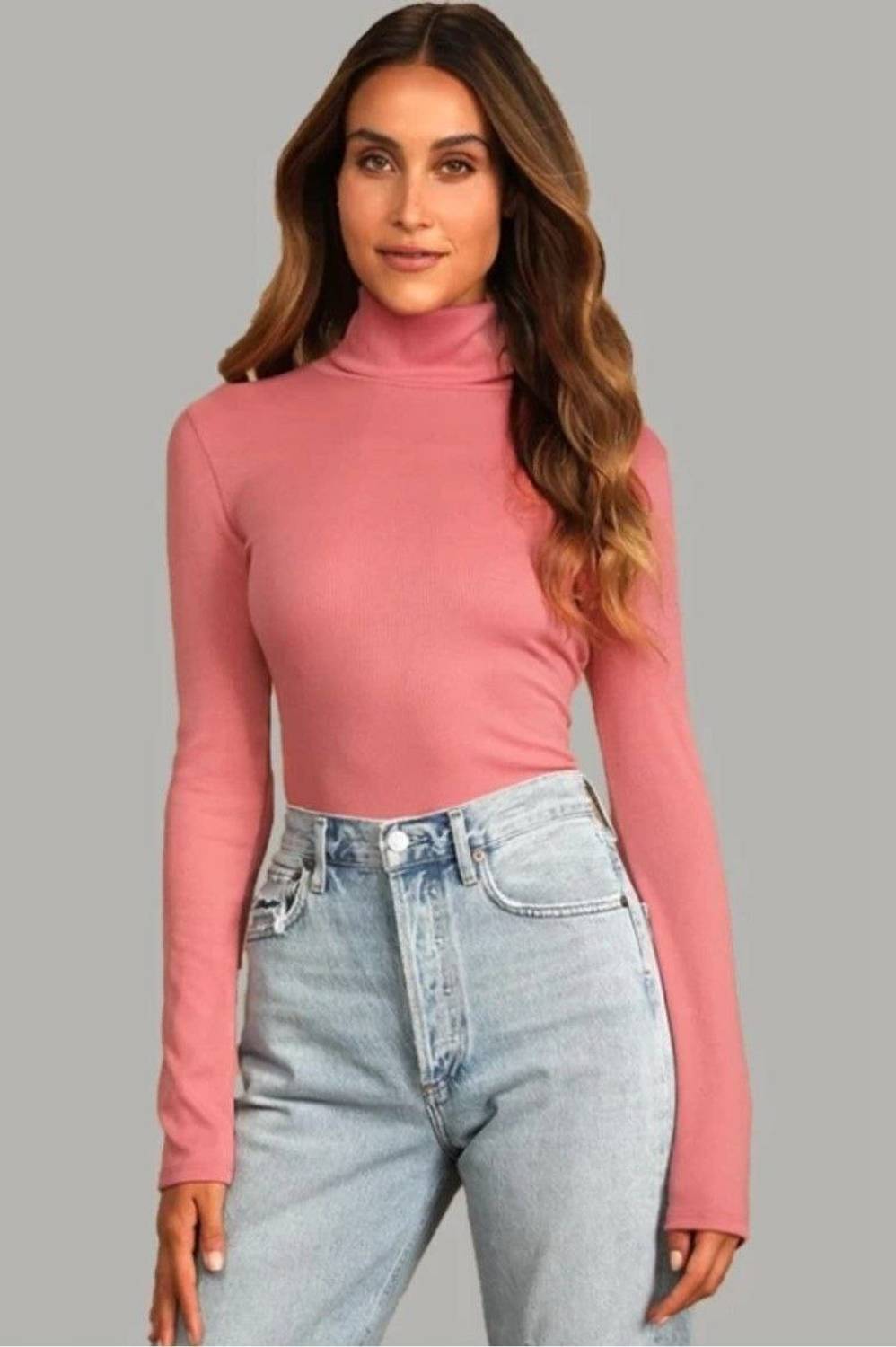BNK Solid Women High Neck Pink T-Shirt