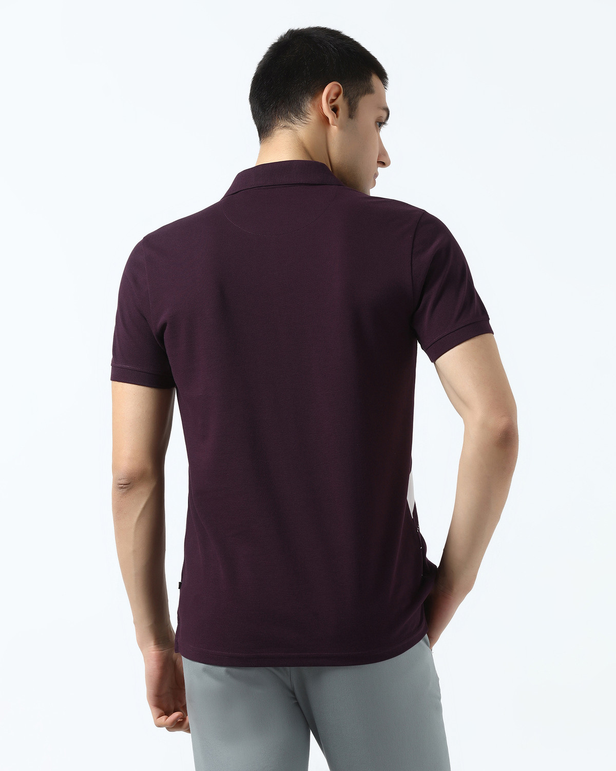 Image of Blackberrys Printed Men Polo Neck Maroon T-Shirt