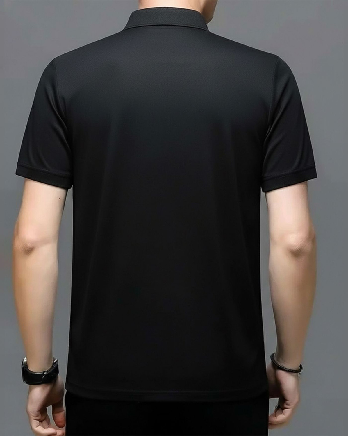 Image of AUSK Checkered Men Polo Neck Black, Grey T-Shirt