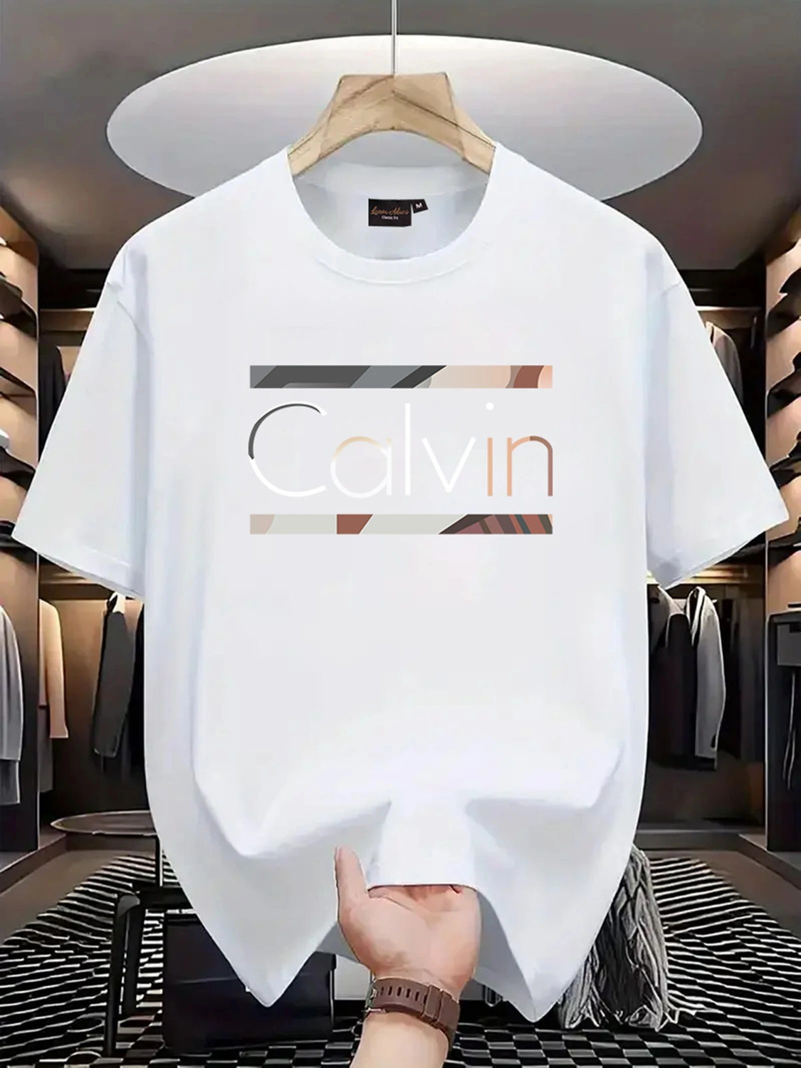 Image of Lauren Adams Printed Men Round Neck White T-Shirt