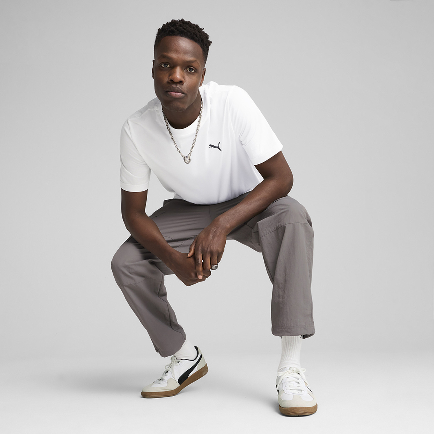 Image of PUMA Solid Men Round Neck White T-Shirt