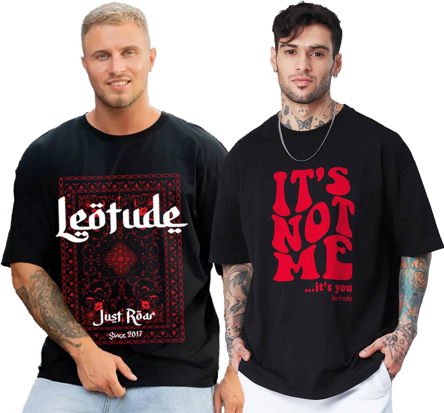 Leotude Men Printed Round Neck Cotton Blend Multicolor T-Shirt