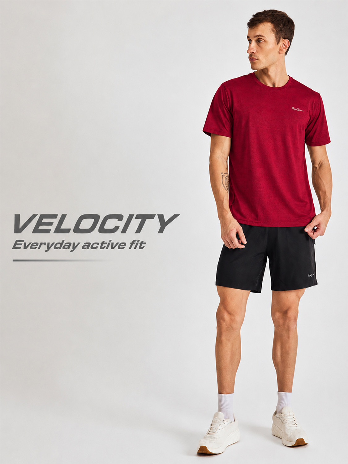 Image of Pepe Jeans Solid Men Round Neck Maroon T-Shirt