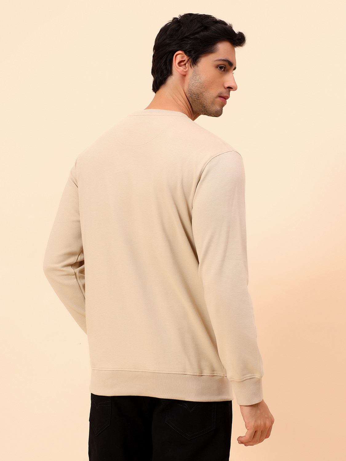 Image of CANTABIL Printed Men Round Neck Beige T-Shirt