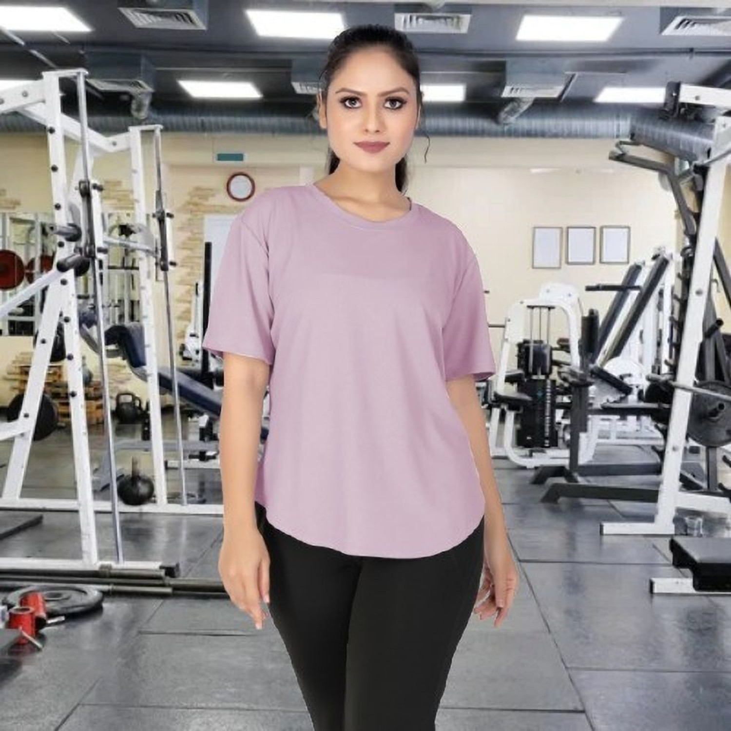Image of MYo2 Solid Women Round Neck Reversible Pink T-Shirt