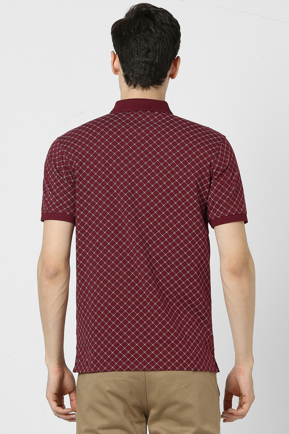 Image of PETER ENGLAND Printed Men Polo Neck Maroon T-Shirt