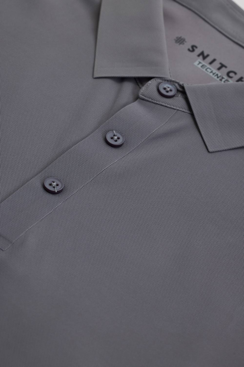 Snitch Men Grey Polo Neck T-Shirt - Image 3