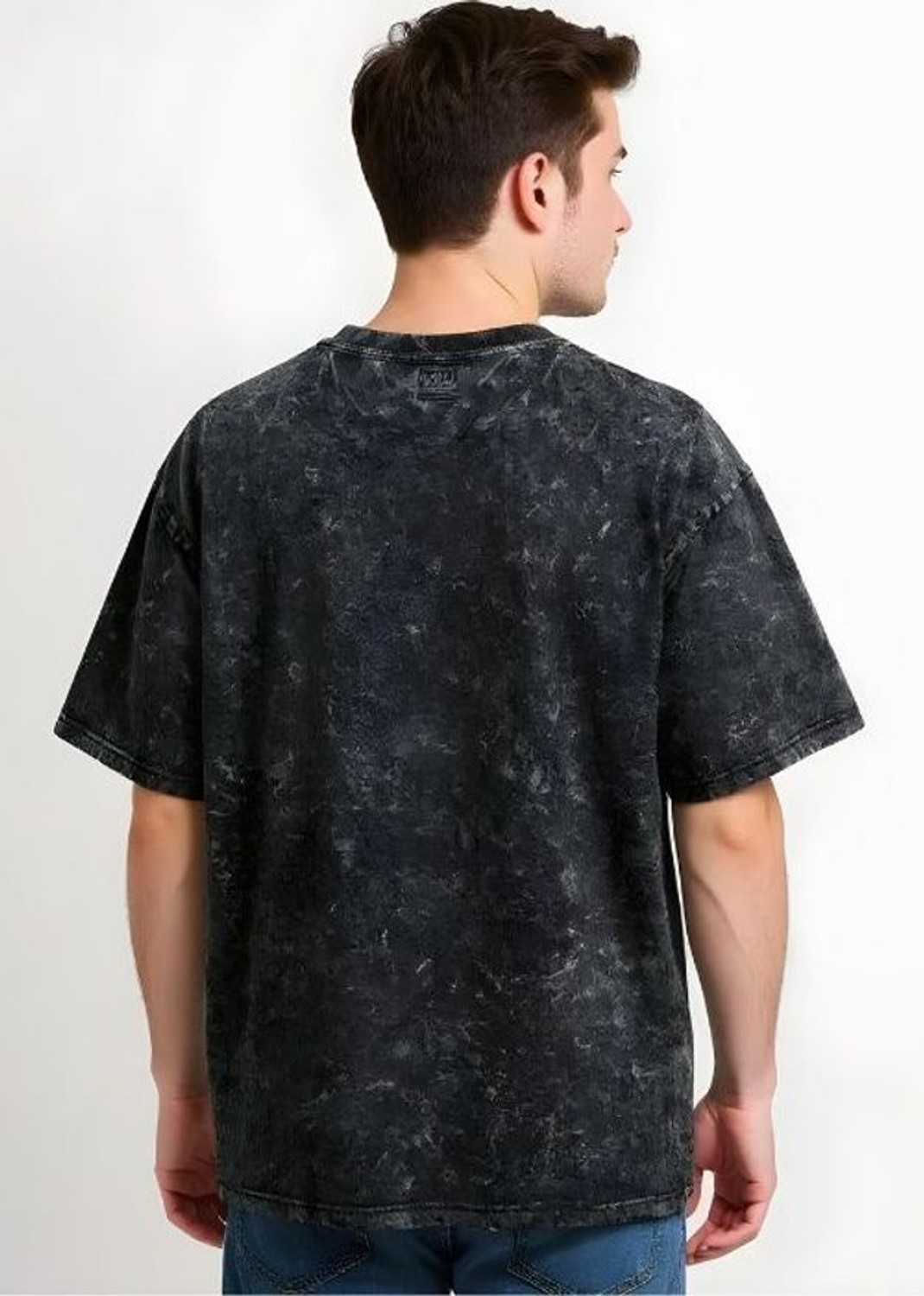 Image of SOUL KNITS Washed /Ombre Men Round Neck Black T-Shirt