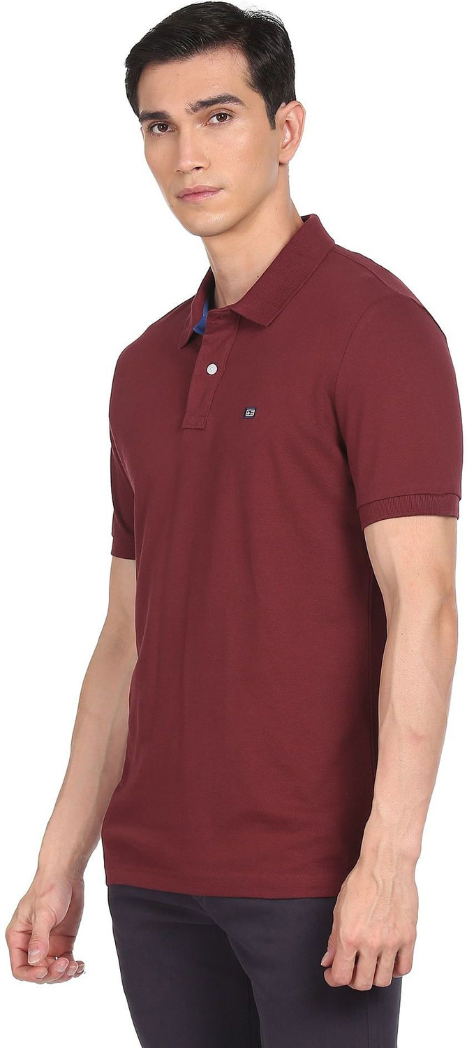 Image of ARROW Solid Men Polo Neck Red T-Shirt