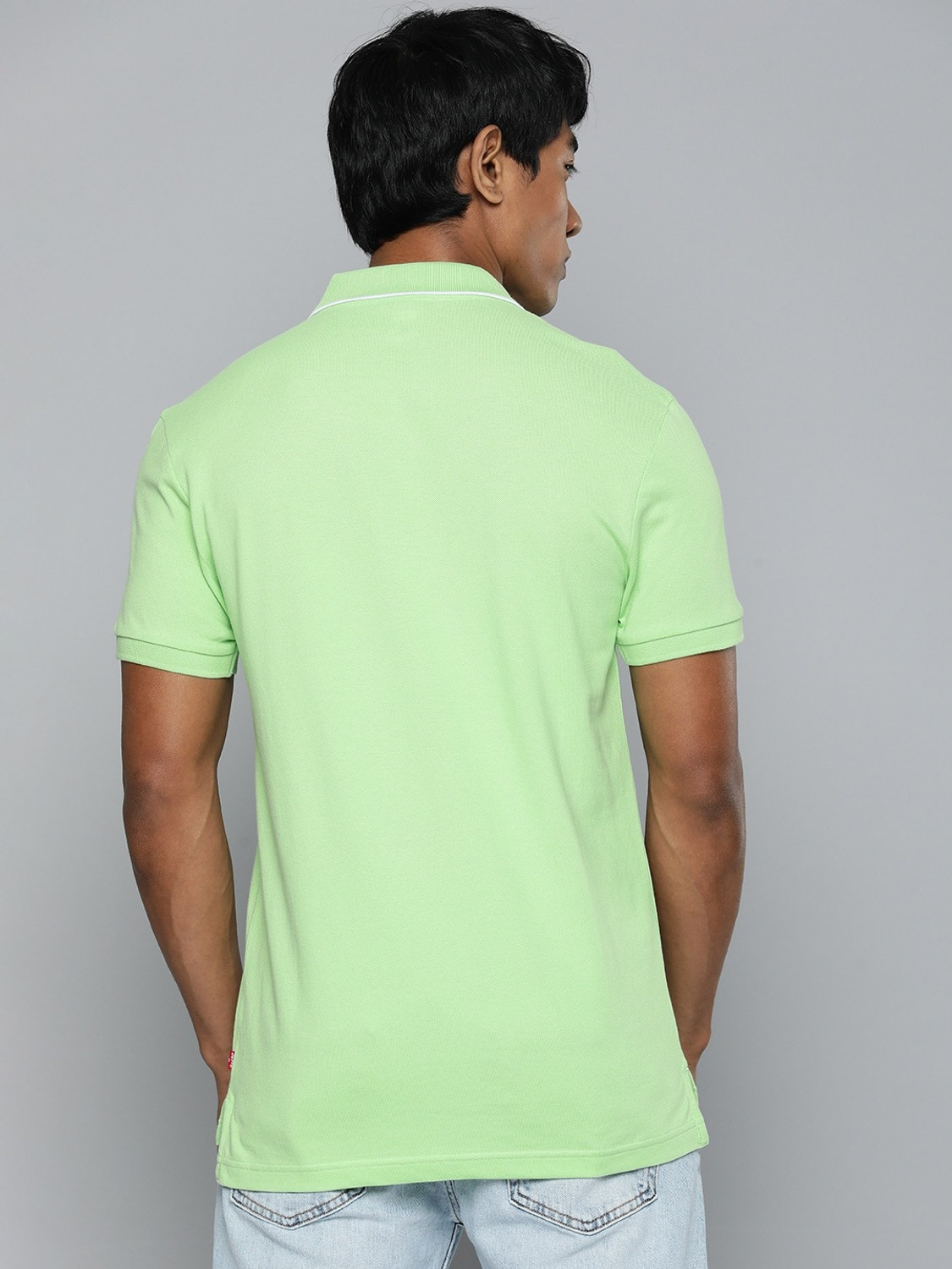 Image of LEVI'S Solid Men Polo Neck Green T-Shirt