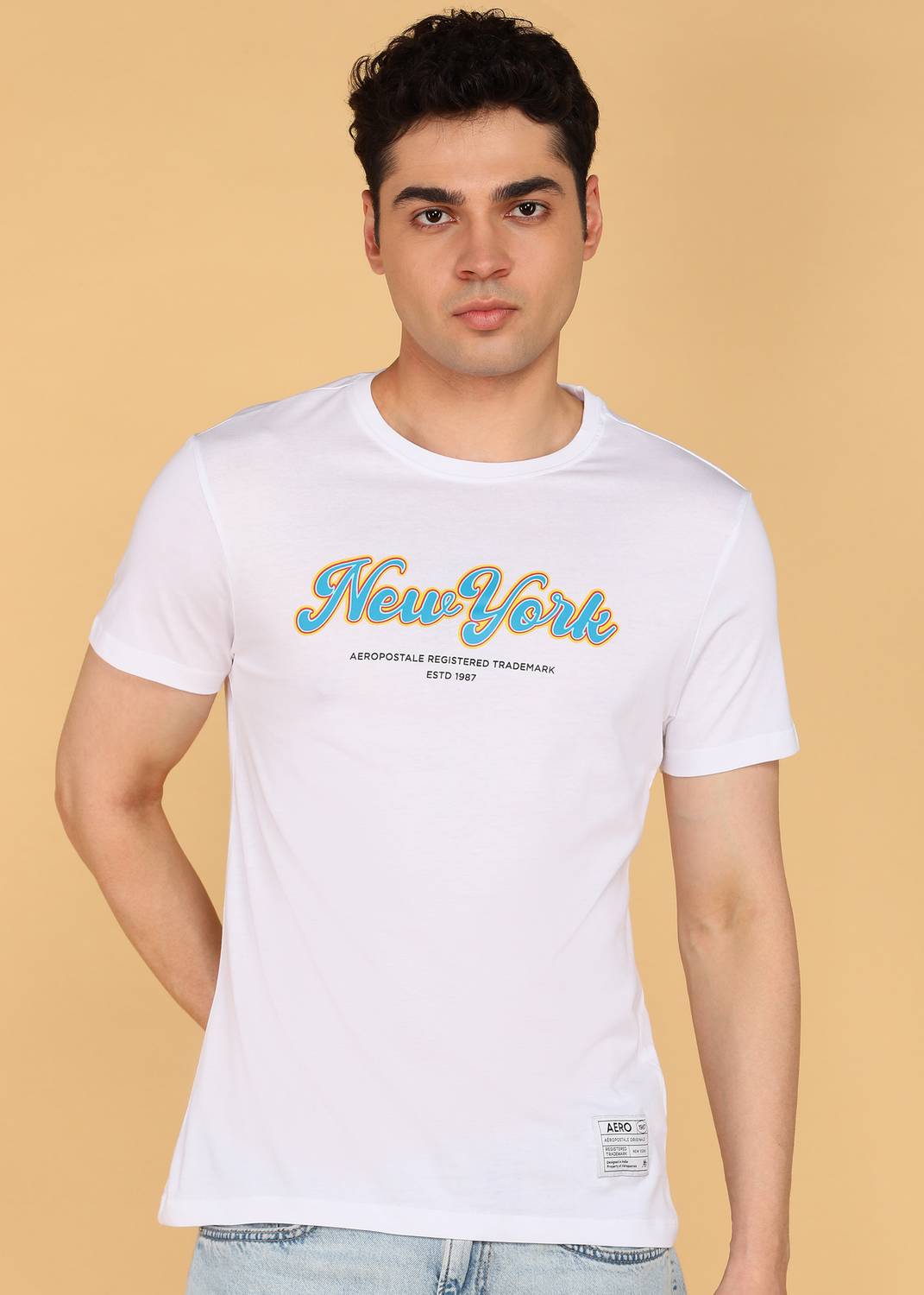 AEROPOSTALE Typography Men Round Neck White T-Shirt