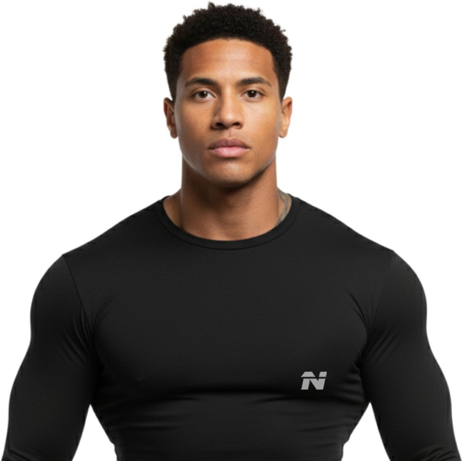 Image of NINQ Solid Men Round Neck Black, Navy Blue T-Shirt