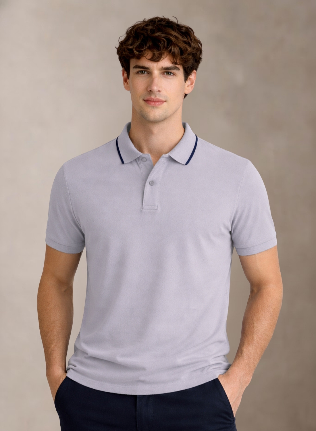 Image of ADRO Solid Men Polo Neck Purple T-Shirt