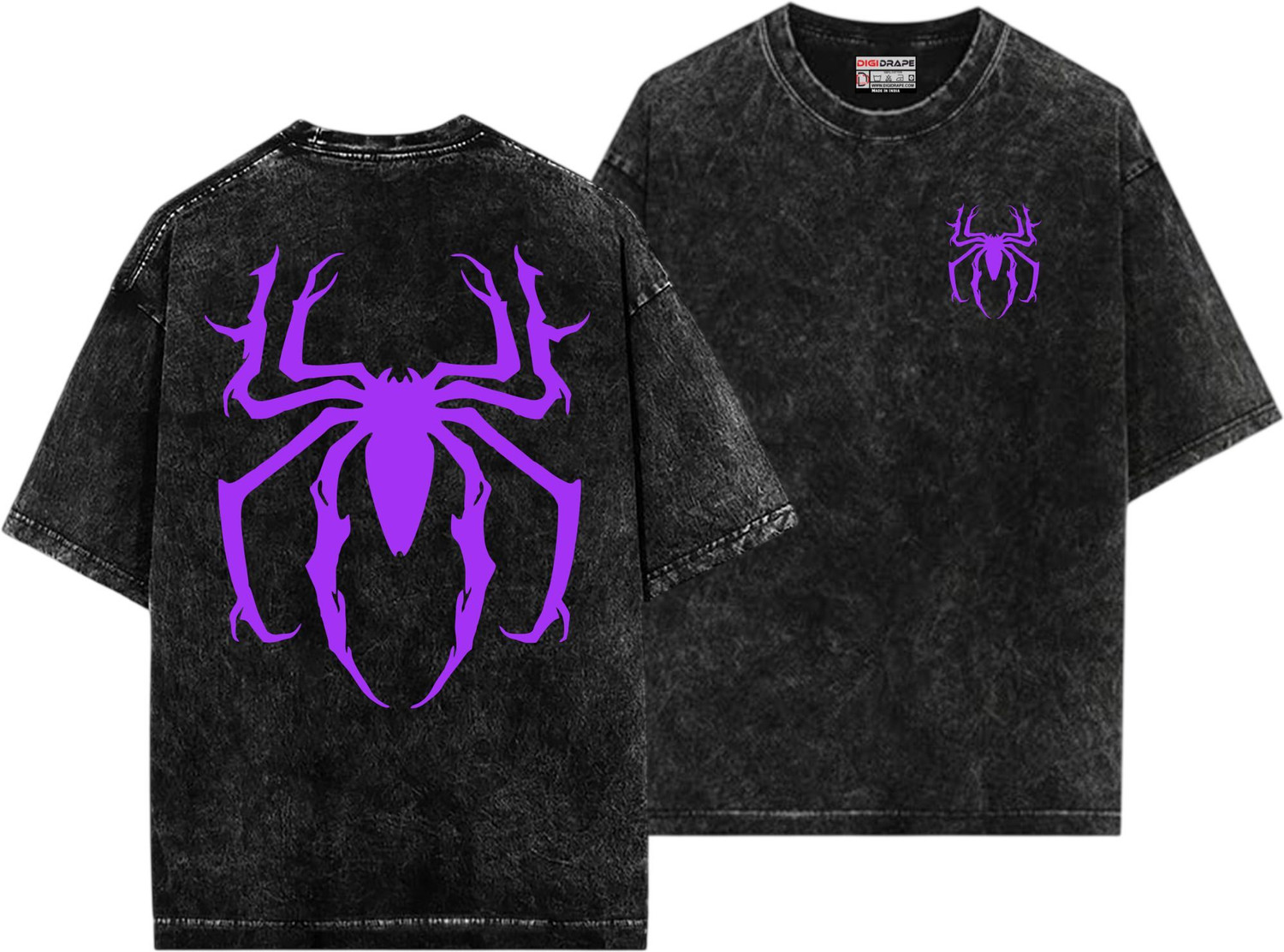 Image of DIGI DRAPE Graphic Print, Washed Men Round Neck Black, Purple T-Shirt