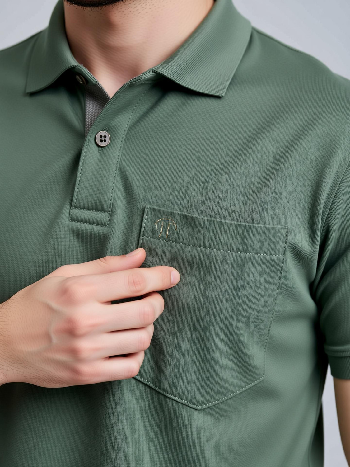 Image of Triptee Solid Men Polo Neck Light Green T-Shirt