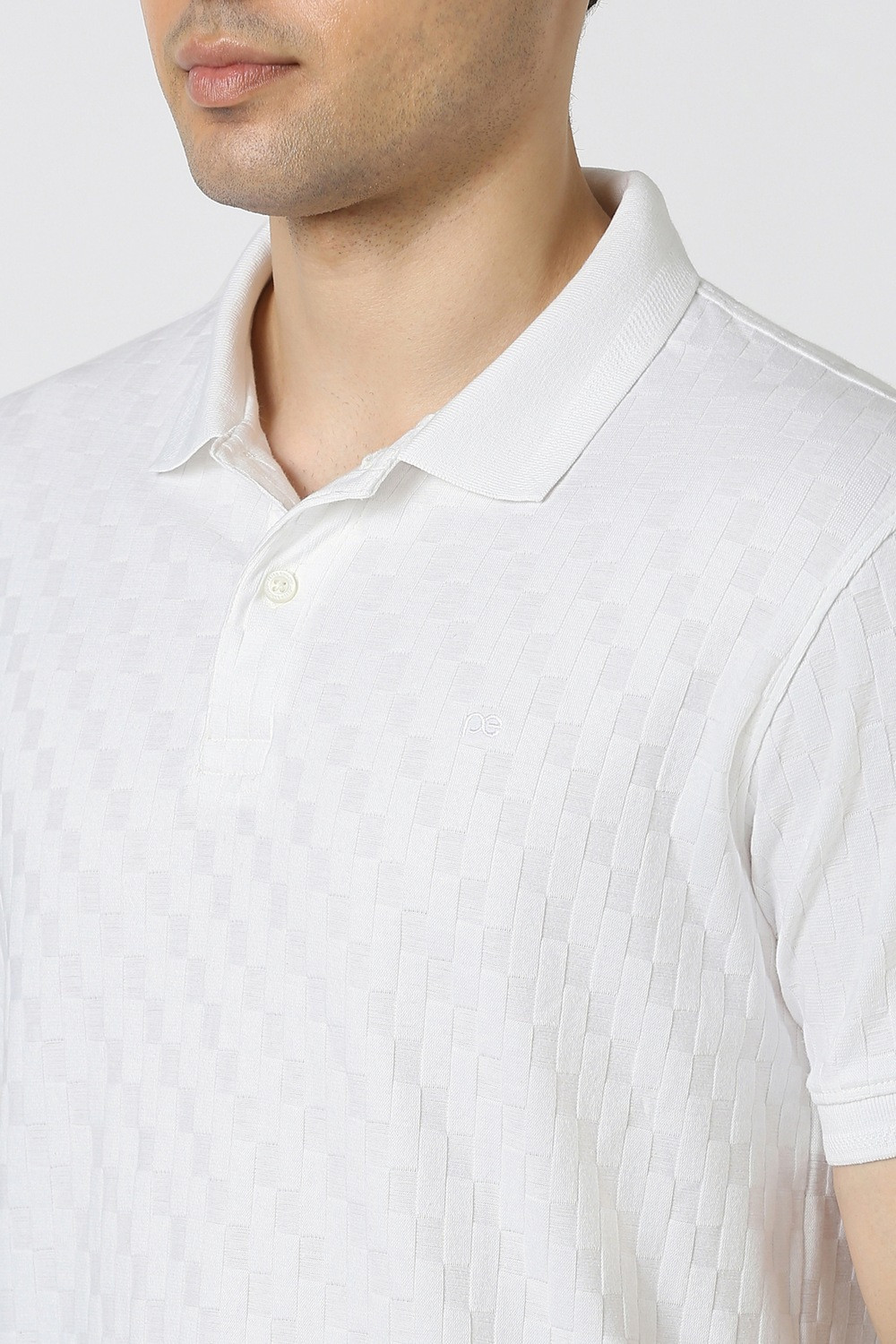 Image of PETER ENGLAND Solid Men Polo Neck White T-Shirt