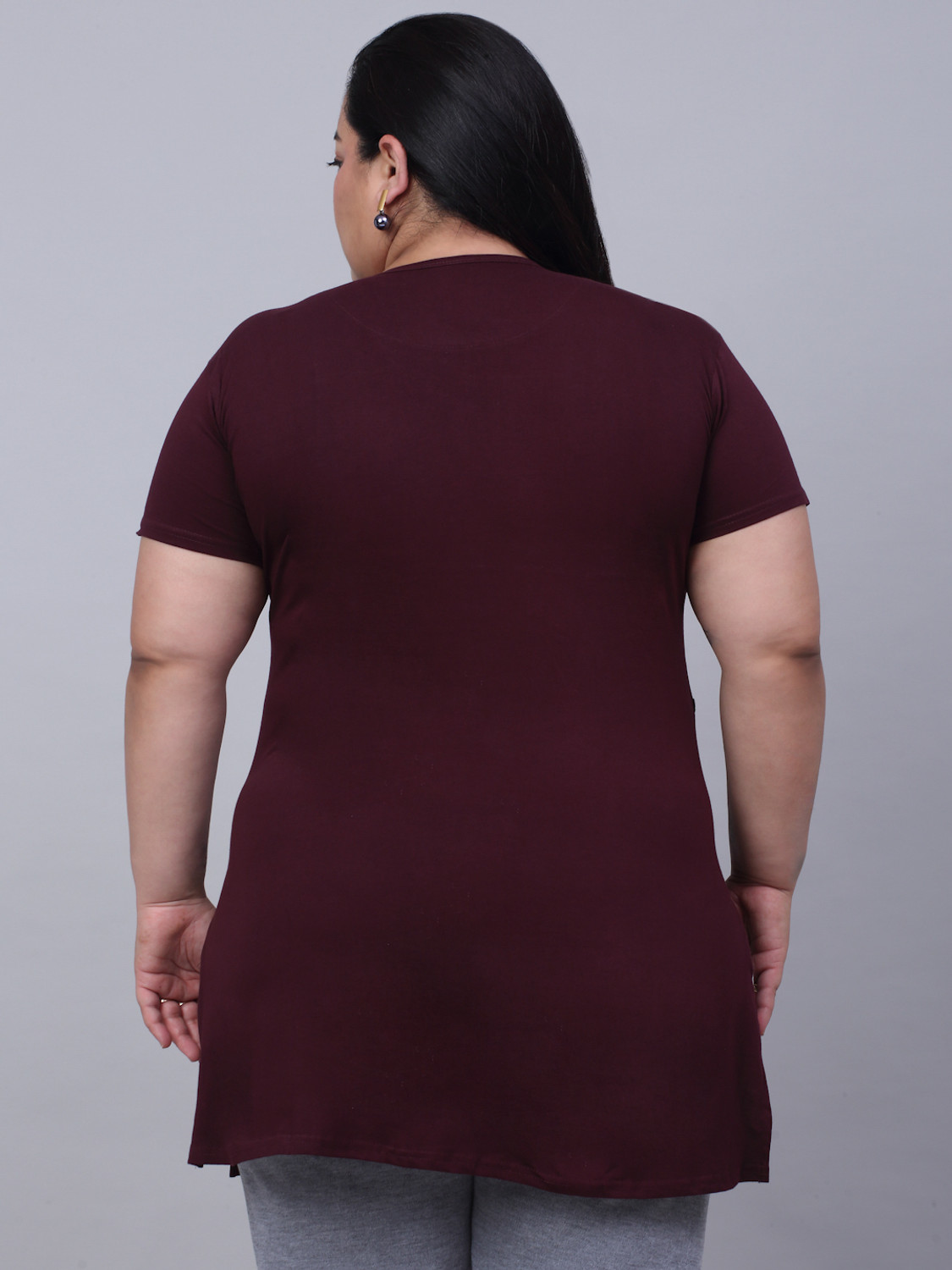 Image of Trend Level Typography Women Round Neck Maroon T-Shirt