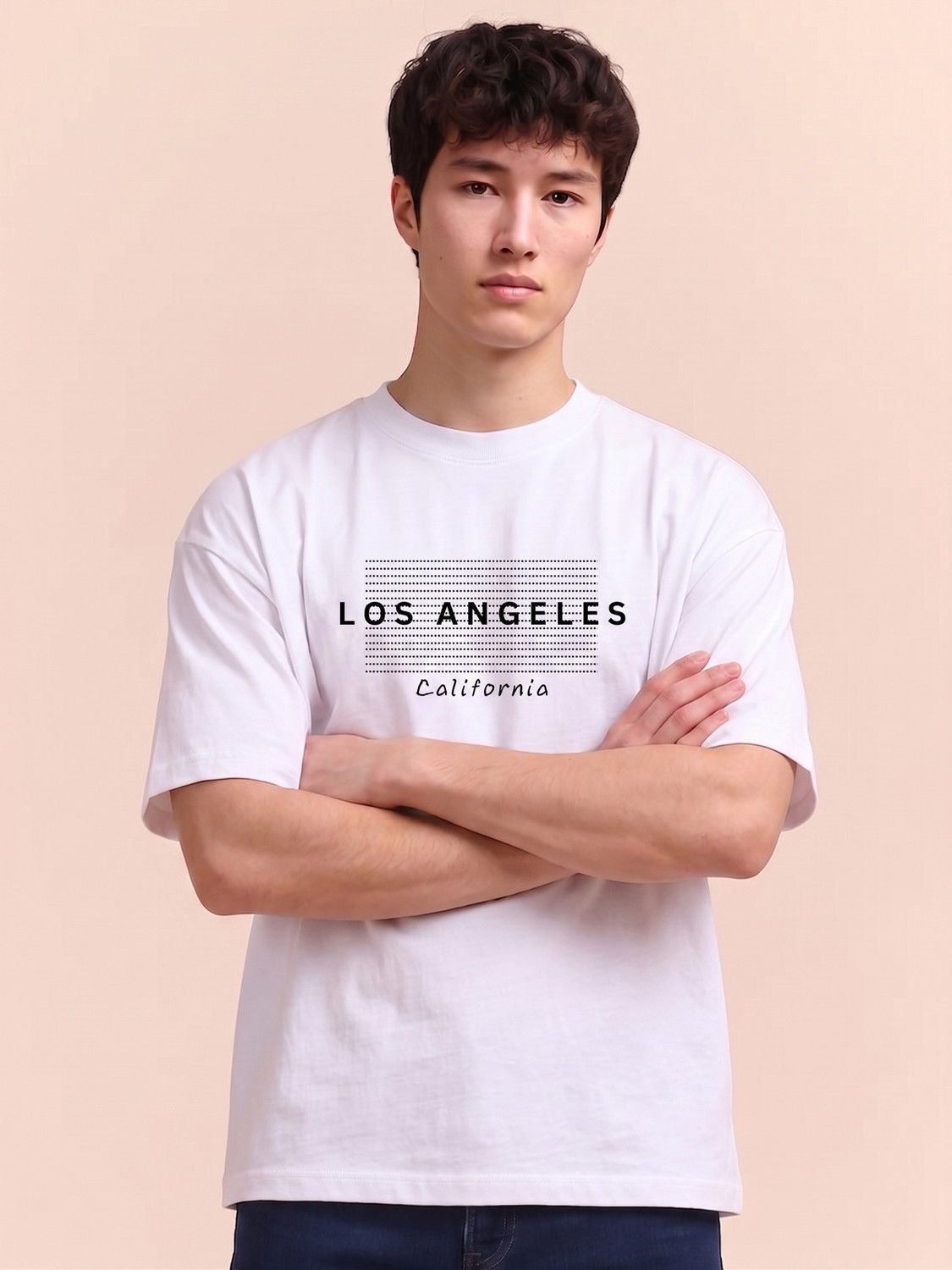 Image of fortyfive Typography Men Round Neck White T-Shirt