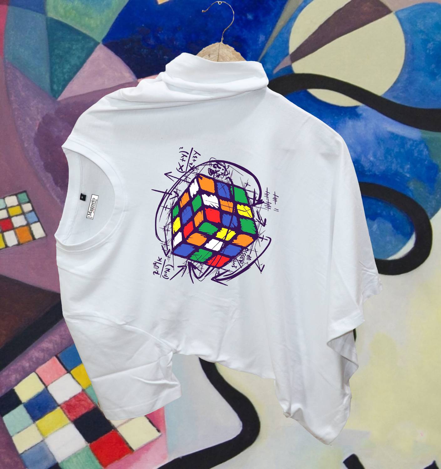 Magneto Printed Men V Neck White T-Shirt